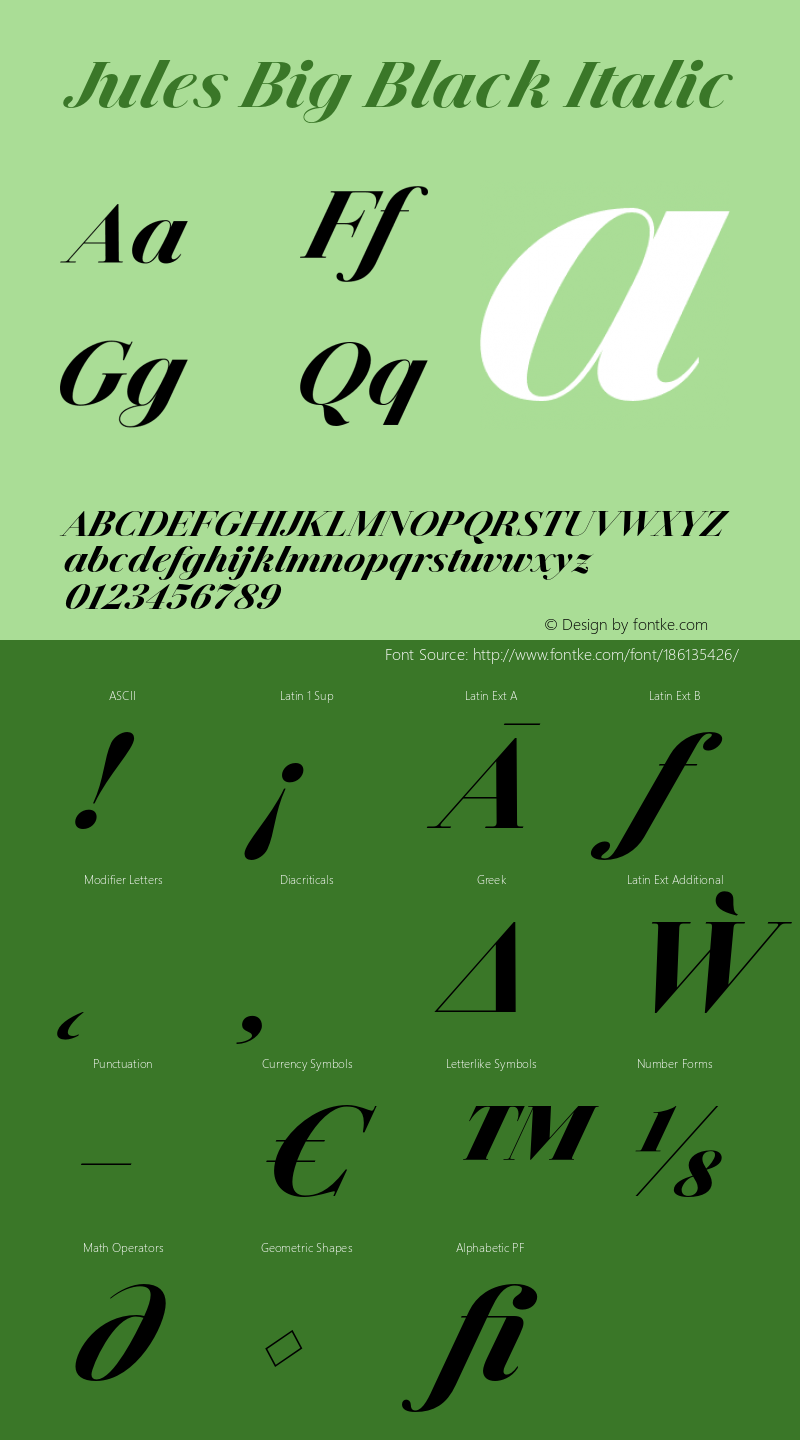 Jules Big Black Italic Version 1.001;PS 001.001;hotconv 1.0.70;makeotf.lib2.5.58329图片样张