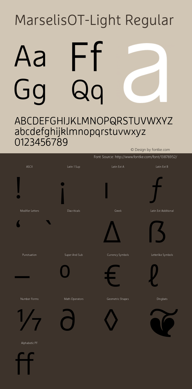 MarselisOT-Light Regular Version 7.504; 2012; Build 1023 Font Sample