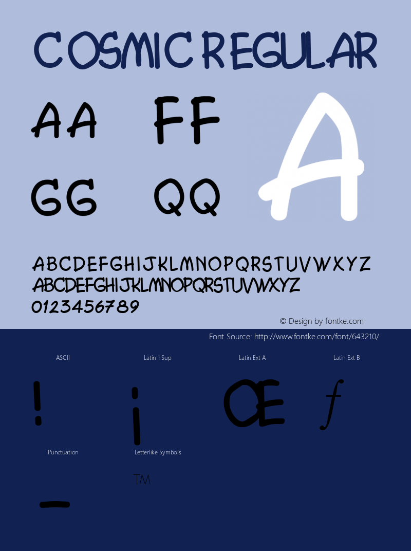 Cosmic Regular v1.0c Font Sample