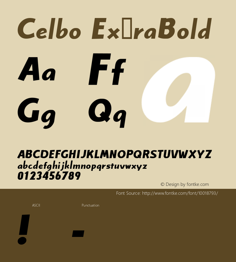 Celbo Ex￿raBold Macromedia Fon￿ographer 4.1J 00.3.30 Font Sample