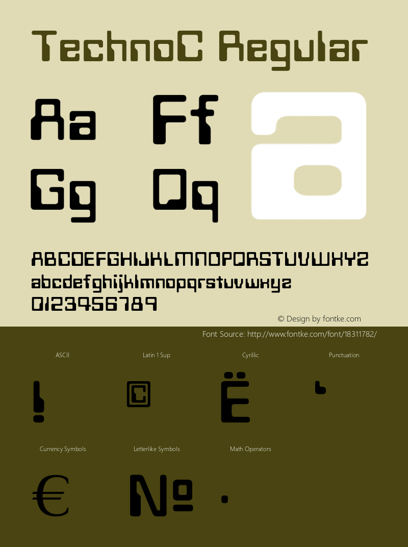 TechnoC Regular OTF 1.0;PS 001.001;Core 116;AOCW 1.0 161 Font Sample