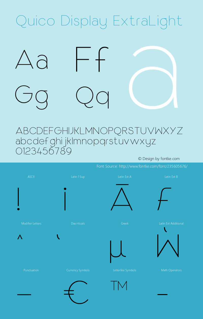 Quico Display ExtraLight Version 1.000;hotconv 1.0.109;makeotfexe 2.5.65596图片样张