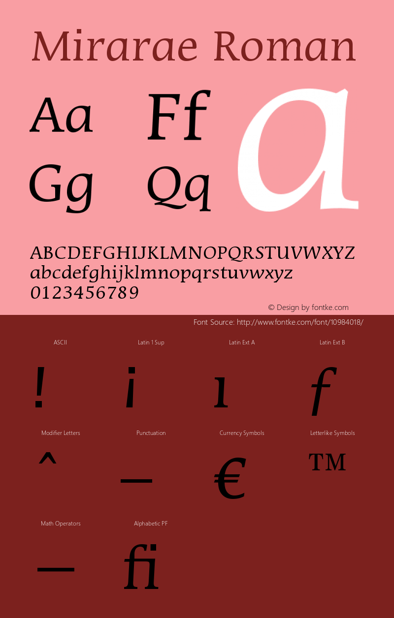 Mirarae Roman Version 003.001 Font Sample