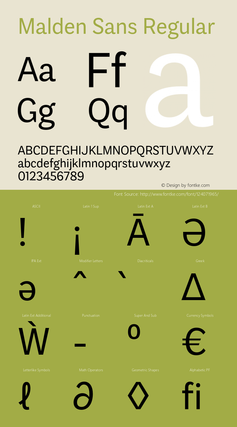 Malden Sans Regular Version 1.00, build 14, s3 Font Sample