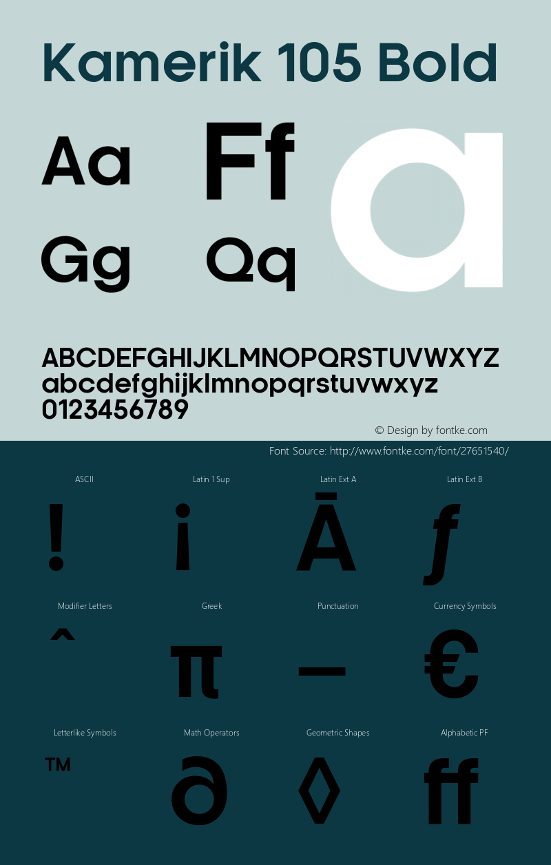 Kamerik 105 Bold Version 6.000 Font Sample