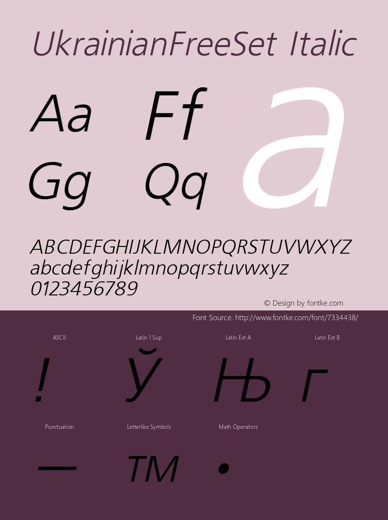 UkrainianFreeSet Italic 1.0 Thu Feb 11 19:43:32 1993 Font Sample