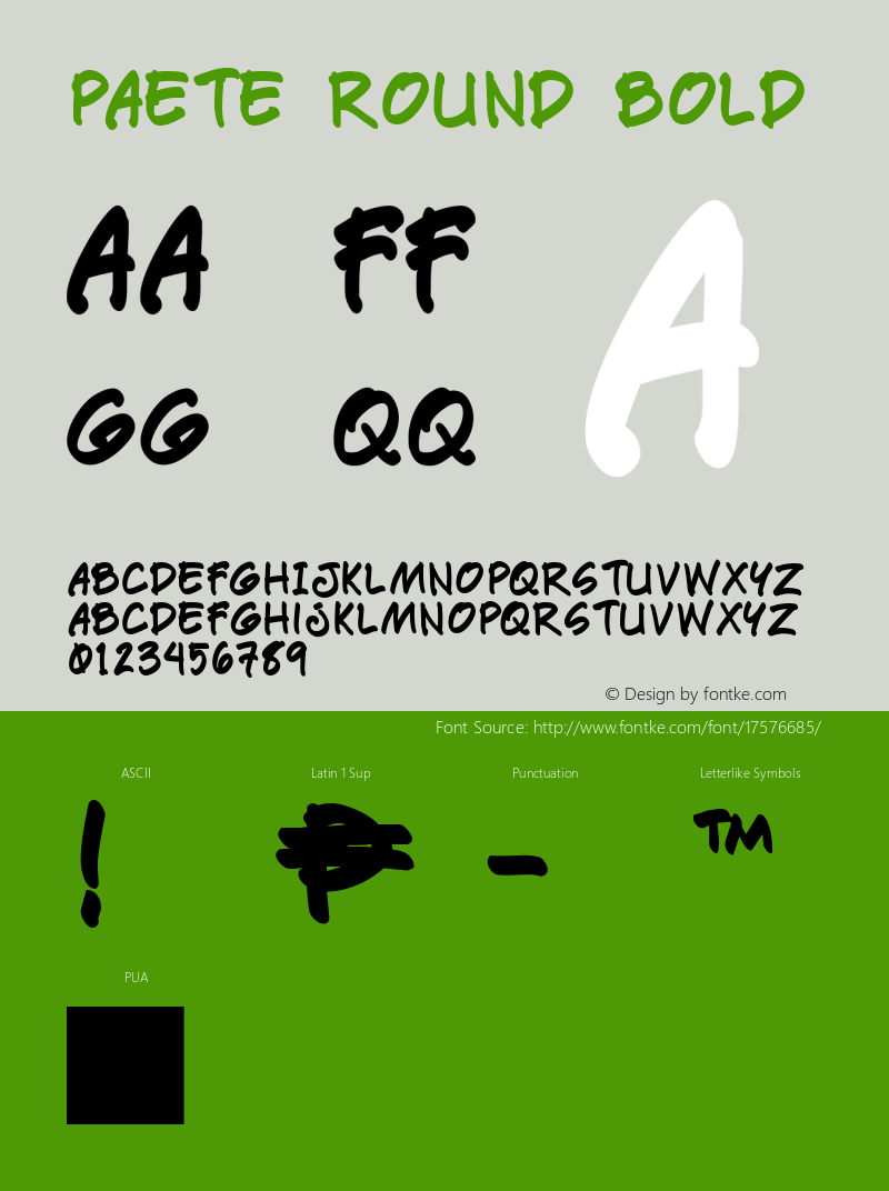 Paete Round Bold Macromedia Fontographer 4.1 10/18/2005 Font Sample