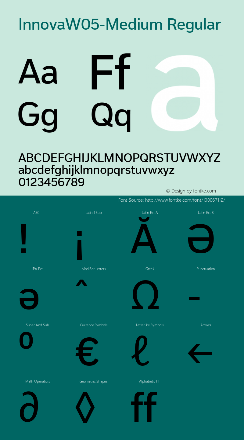 Innova W05 Medium Version 1.50 Font Sample