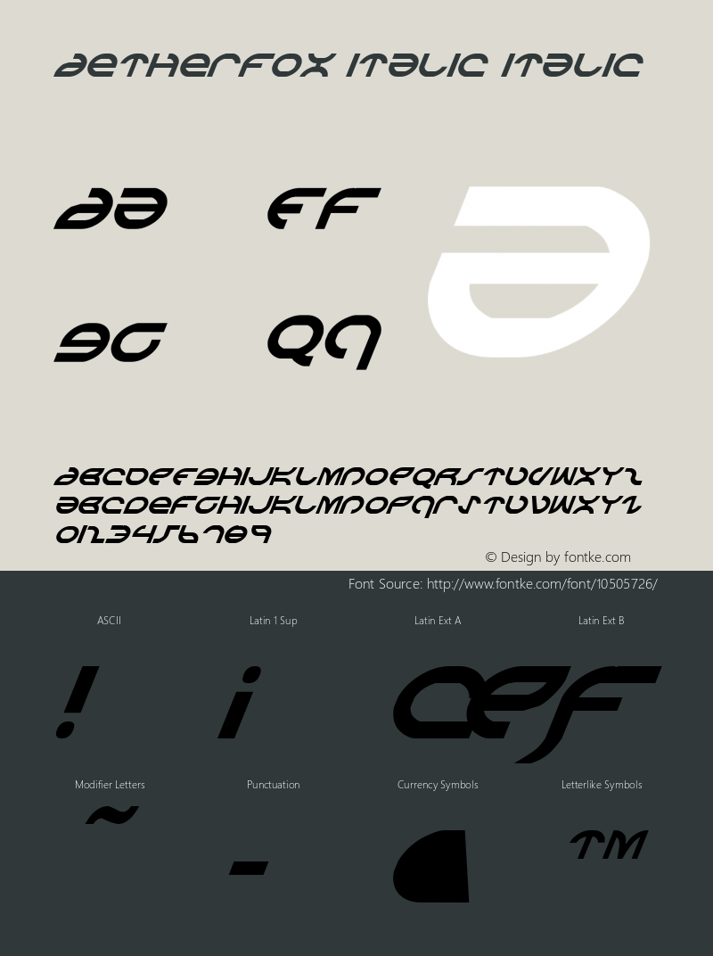 Aetherfox Italic Italic 2 Font Sample