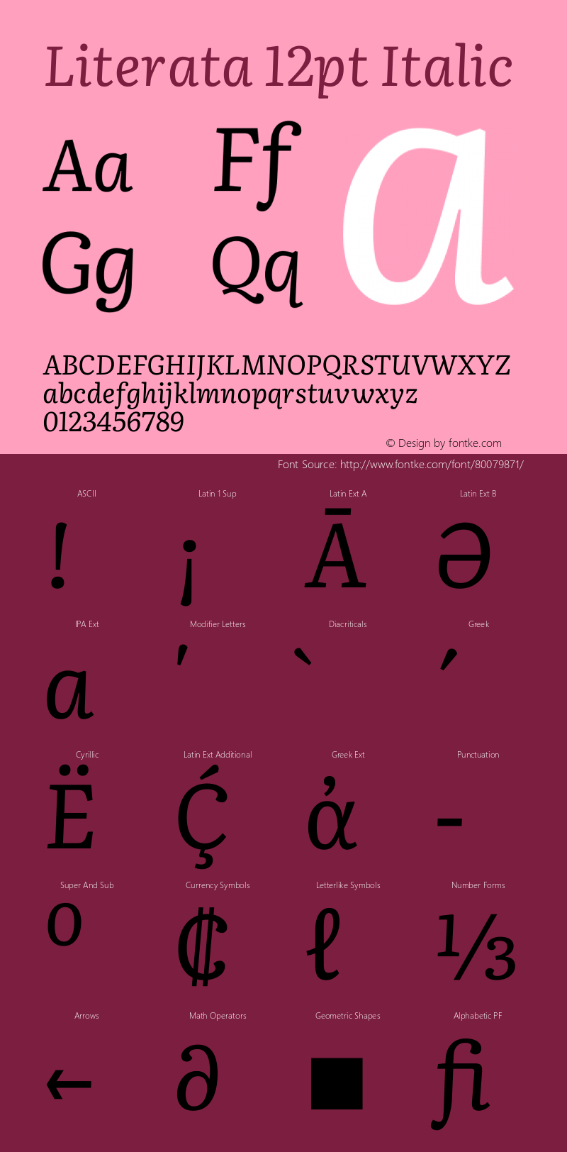 Literata 12pt Italic Version 3.002 Font Sample