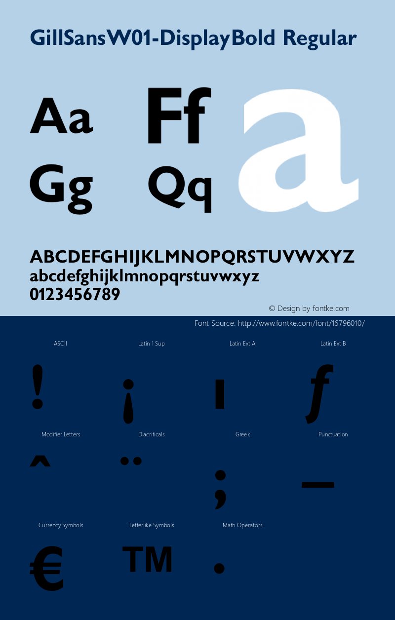 GillSansW01-DisplayBold Regular Version 1.02 Font Sample