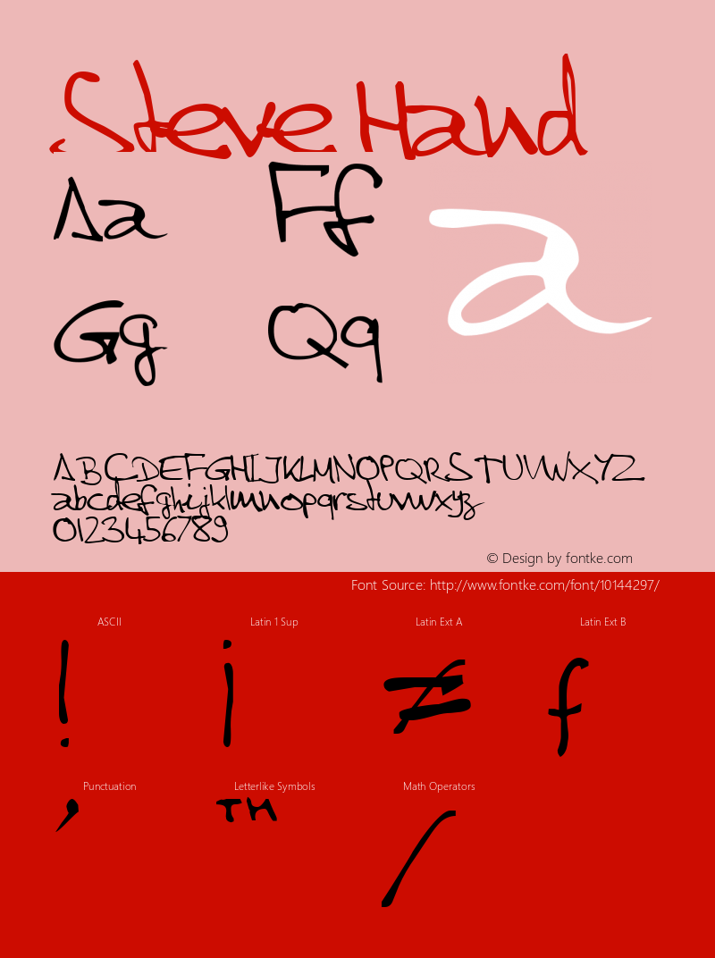 Steve Hand Version 1.0 Sat Mar 15 12:17 Font Sample