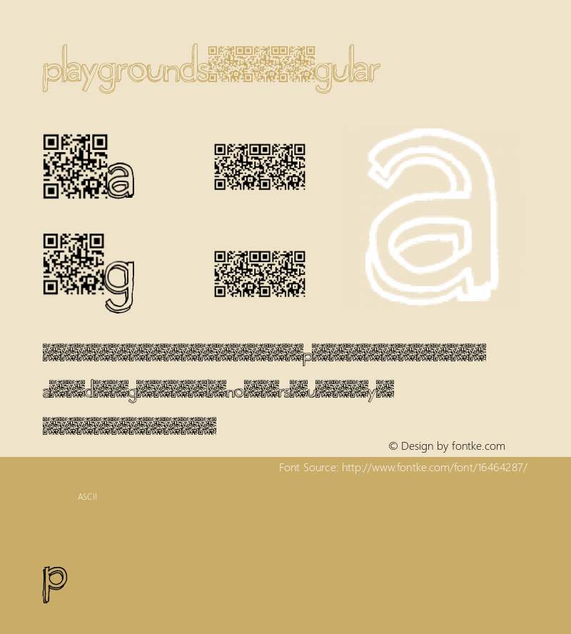 Playgrounds Regular Version 1.00 March 3, 2016, initial release Font Sample
