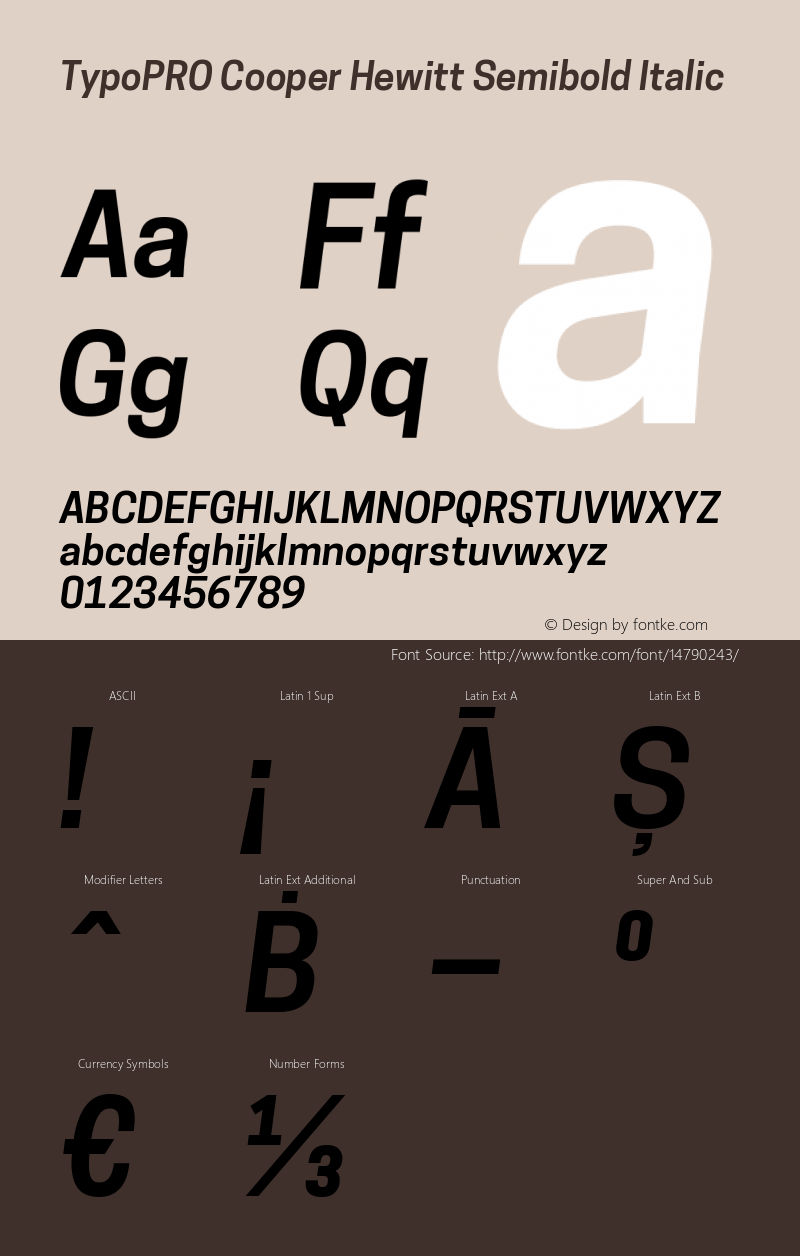 TypoPRO Cooper Hewitt Semibold Italic 1.000 Font Sample