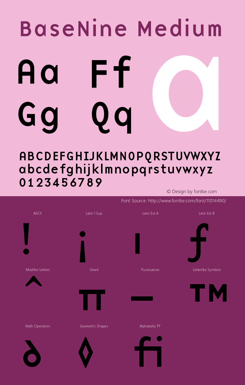 BaseNine Medium Version 001.000 Font Sample