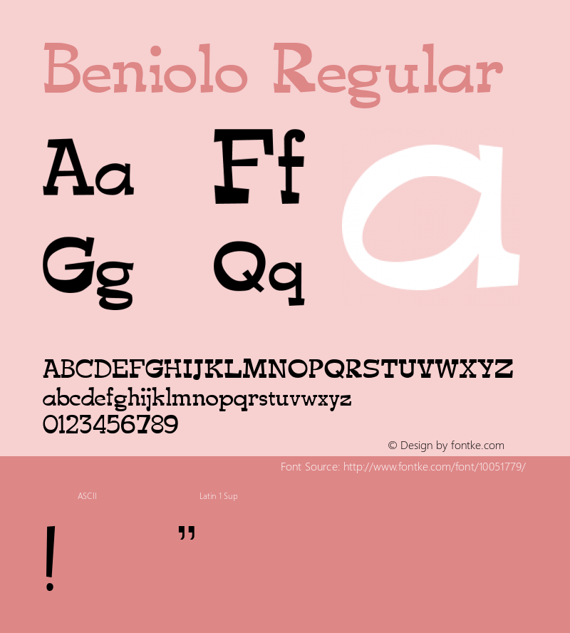 Beniolo Regular Altsys Metamorphosis:23.5.1992 Font Sample