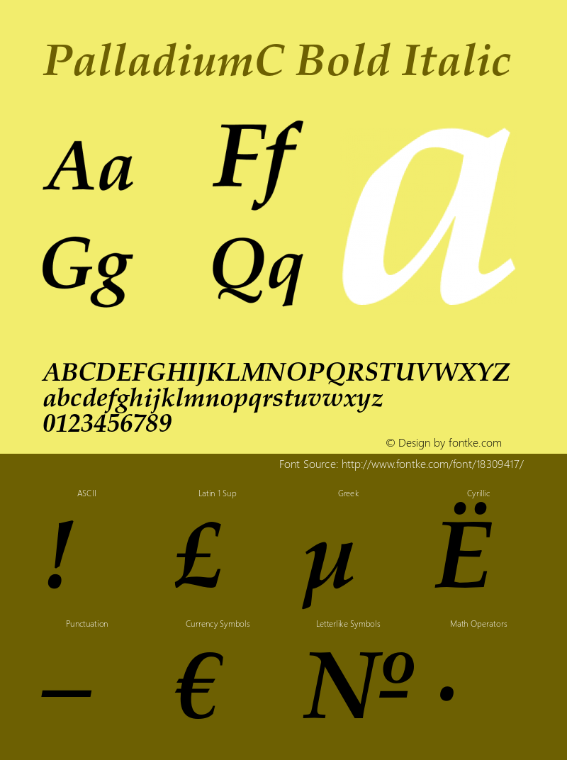 PalladiumC Bold Italic OTF 1.0;PS 001.001;Core 116;AOCW 1.0 161 Font Sample