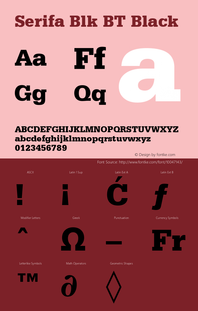 Serifa Blk BT Black mfgpctt-v1.53 Friday, January 29, 1993 1:53:44 pm (EST) Font Sample