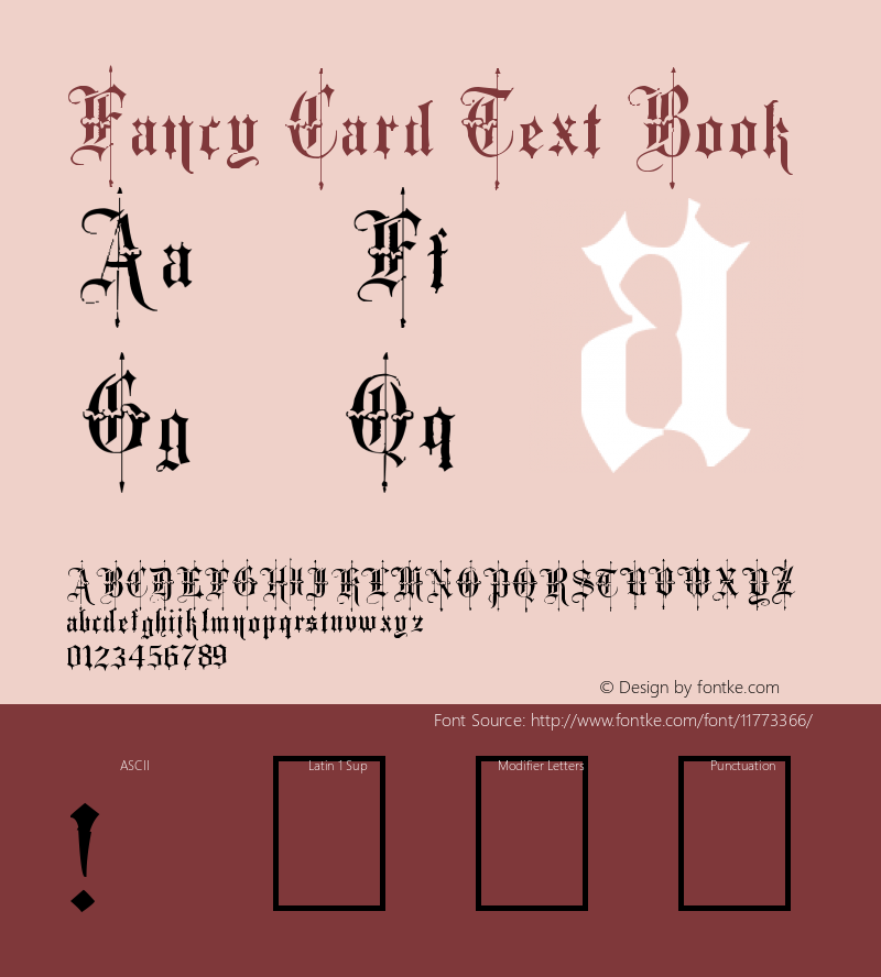 Fancy Card Text Book Version 1.00 June 29, 2012, Font Sample