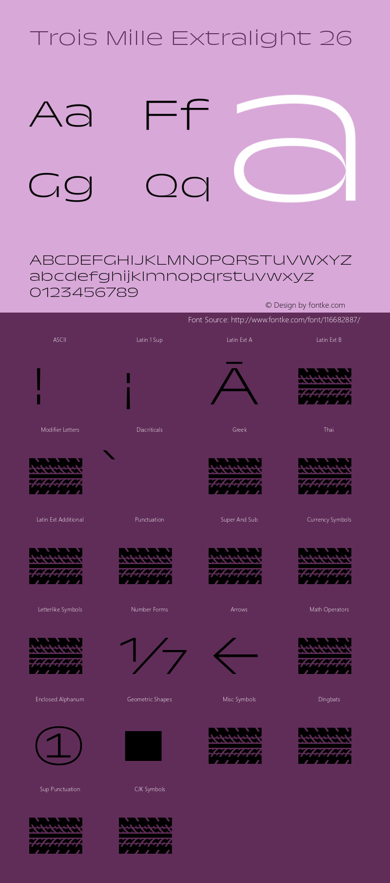 Trois Mille Extralight 26 Version 1.000;hotconv 1.0.109;makeotfexe 2.5.65596 Font Sample