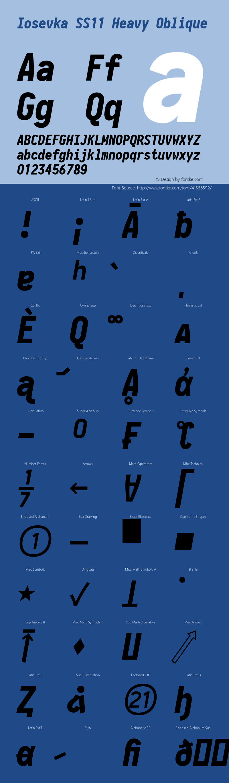 Iosevka SS11 Heavy Oblique 2.3.1; ttfautohint (v1.8.3) Font Sample