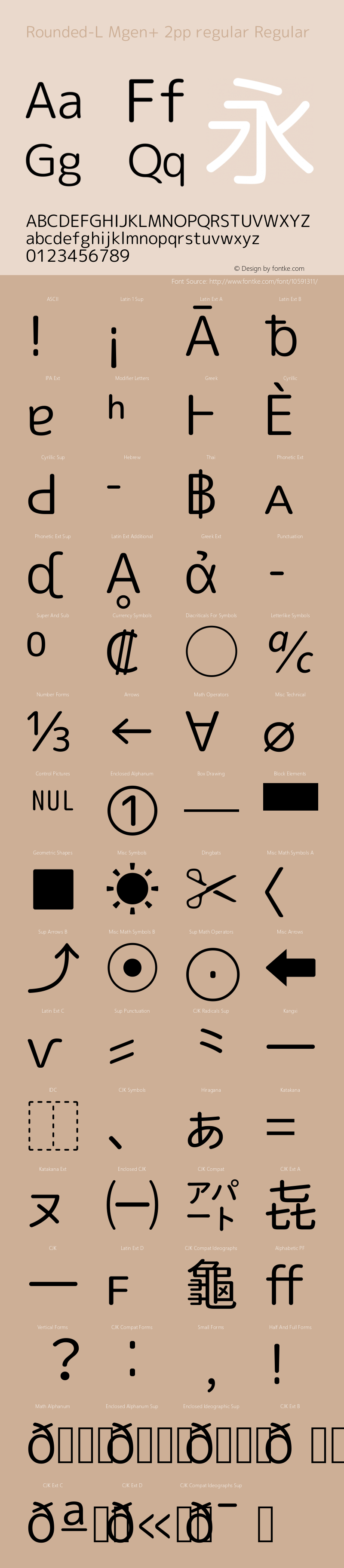 Rounded-L Mgen+ 2pp regular Regular Version 1.058.20140828 Font Sample