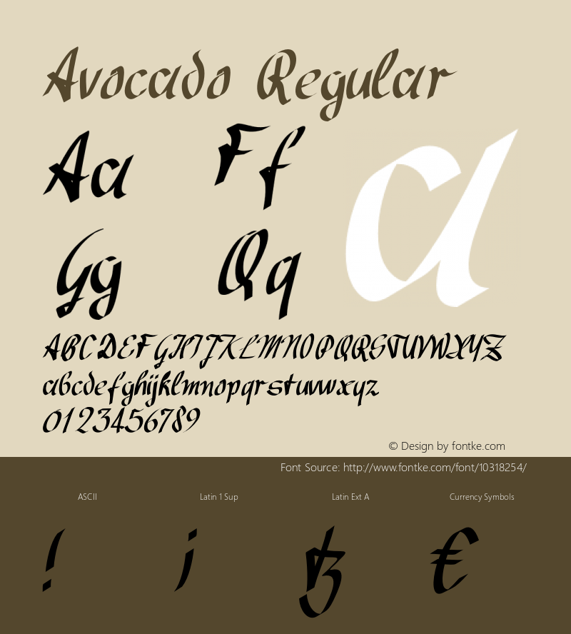 Avocado Regular Version 1.000 2006 initial release Font Sample
