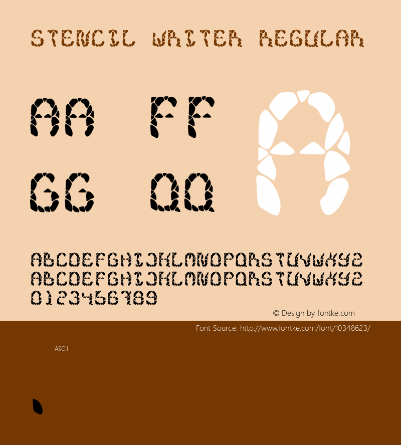 stencil writer Regular Version 1.000 2008 initial release Font Sample