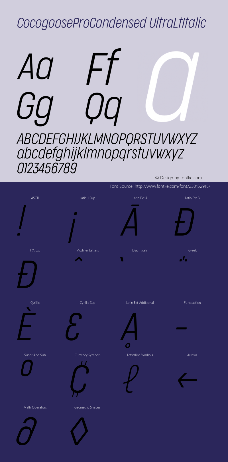 CocogooseProCondensed UltraLtItalic Version 1.000图片样张