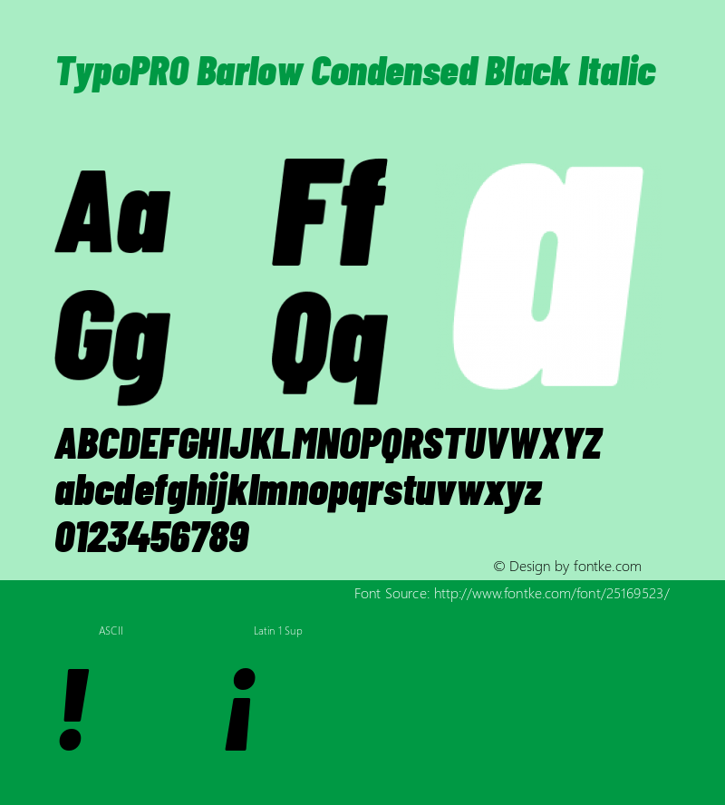 TypoPRO Barlow Condensed Black Italic Version 1.301 Font Sample