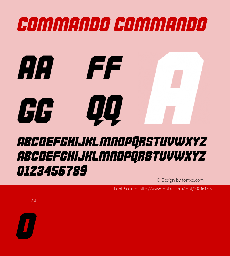 Commando Commando Version 1.00 2007 initial release Font Sample