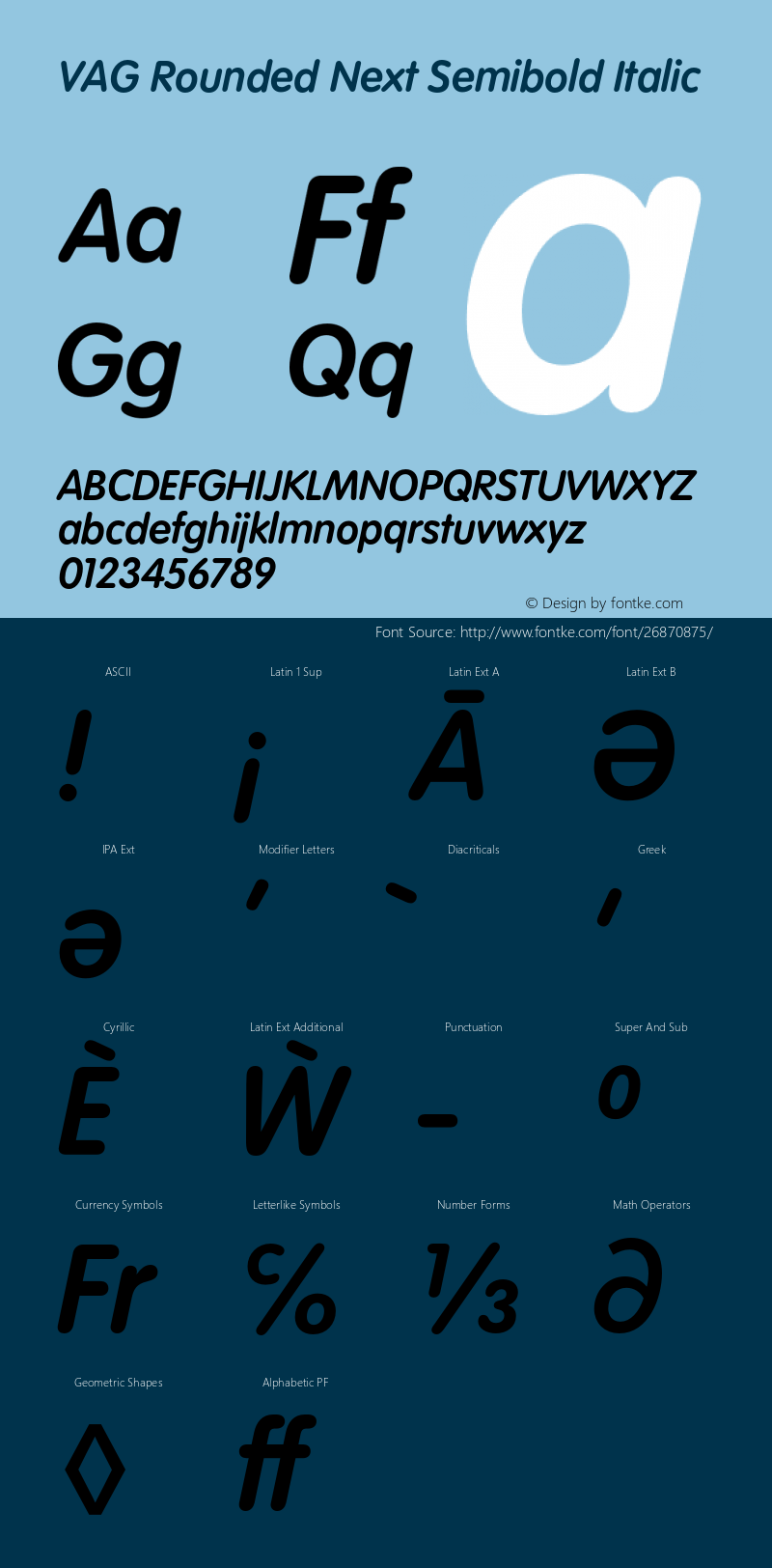 VAG Rounded Next Semibold It Version 1.00, build 24, s3 Font Sample