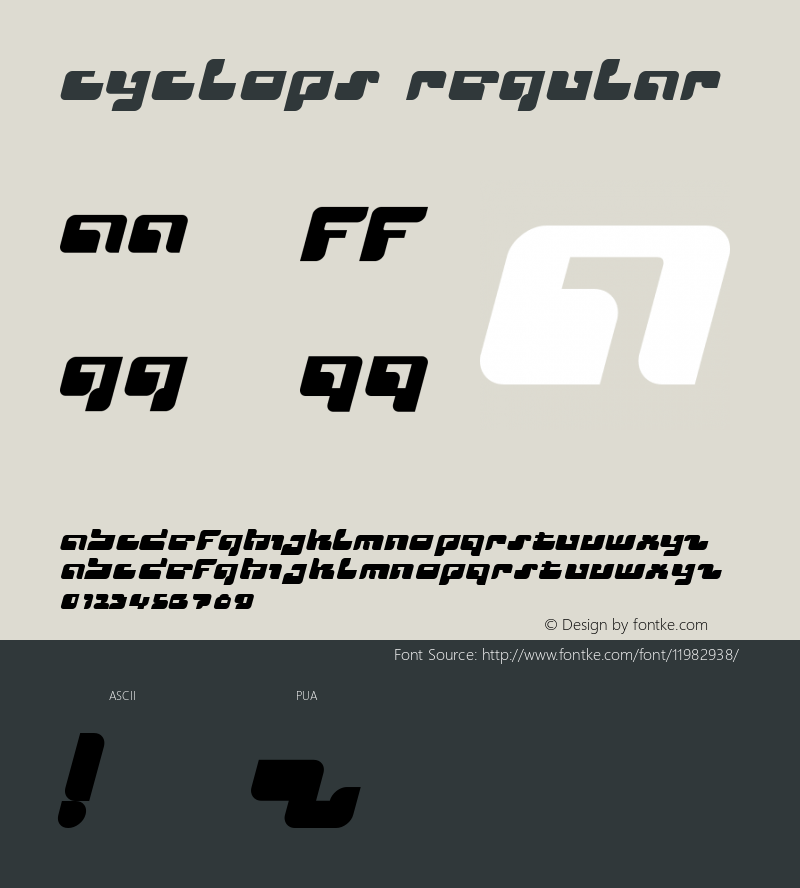 Cyclops Regular 1999; 1.1 Font Sample