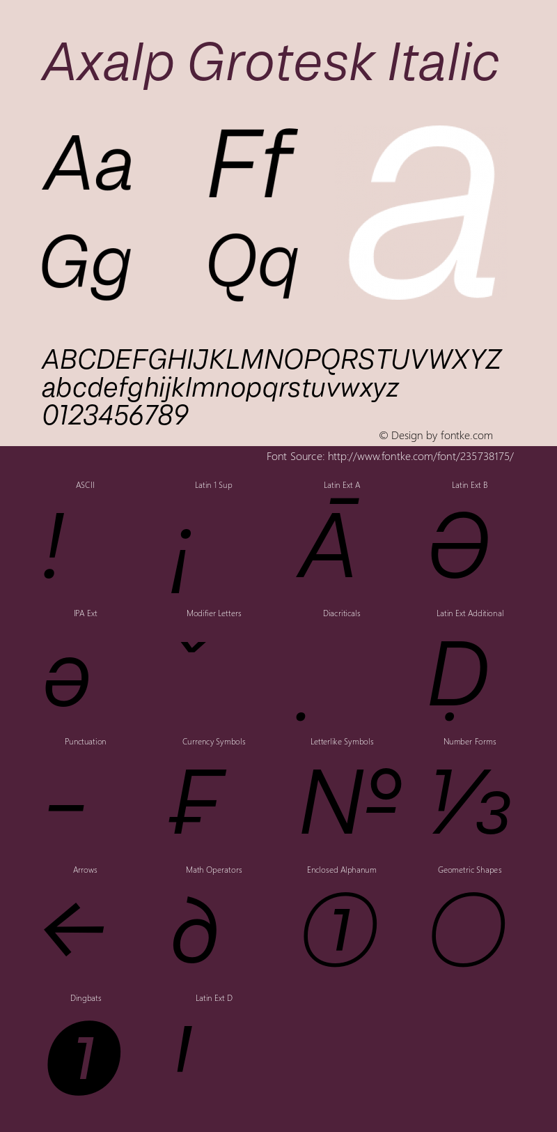 Axalp Grotesk Italic Version 1.000;PS 001.000;hotconv 1.0.88;makeotf.lib2.5.64775图片样张