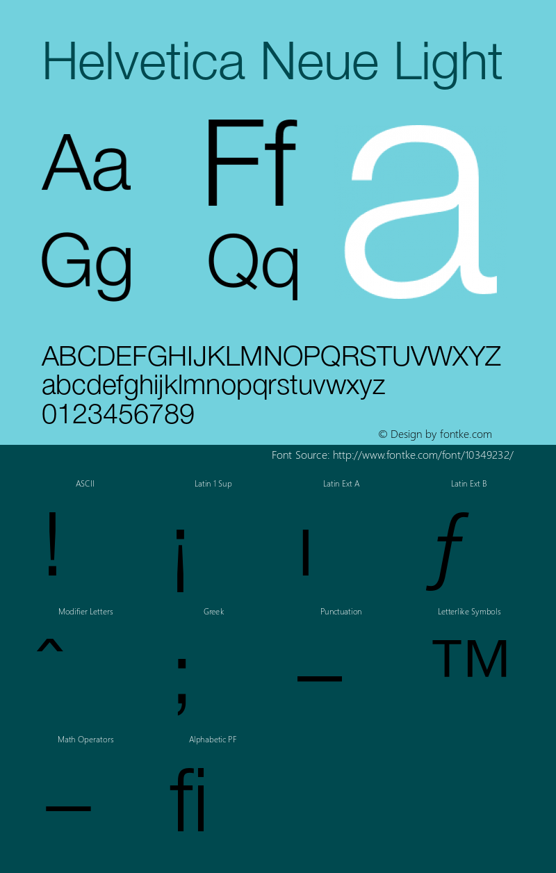 Helvetica Neue Light 001.001 Font Sample