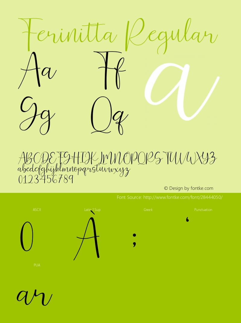 Ferinitta Version 1.00;January 21, 2019;FontCreator 11.5.0.2422 64-bit Font Sample