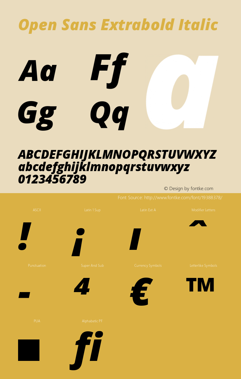 Open Sans Extrabold Italic Version 1.10 Font Sample