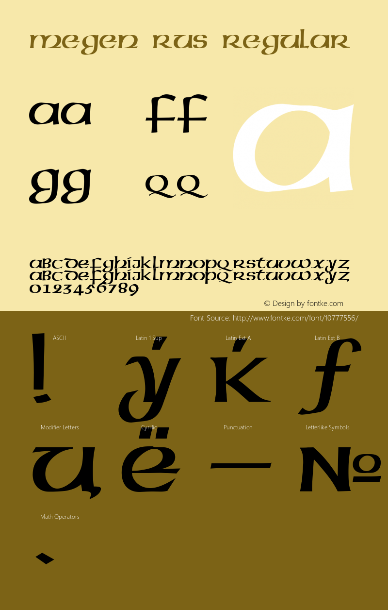 Megen Rus Regular 001.001 Font Sample