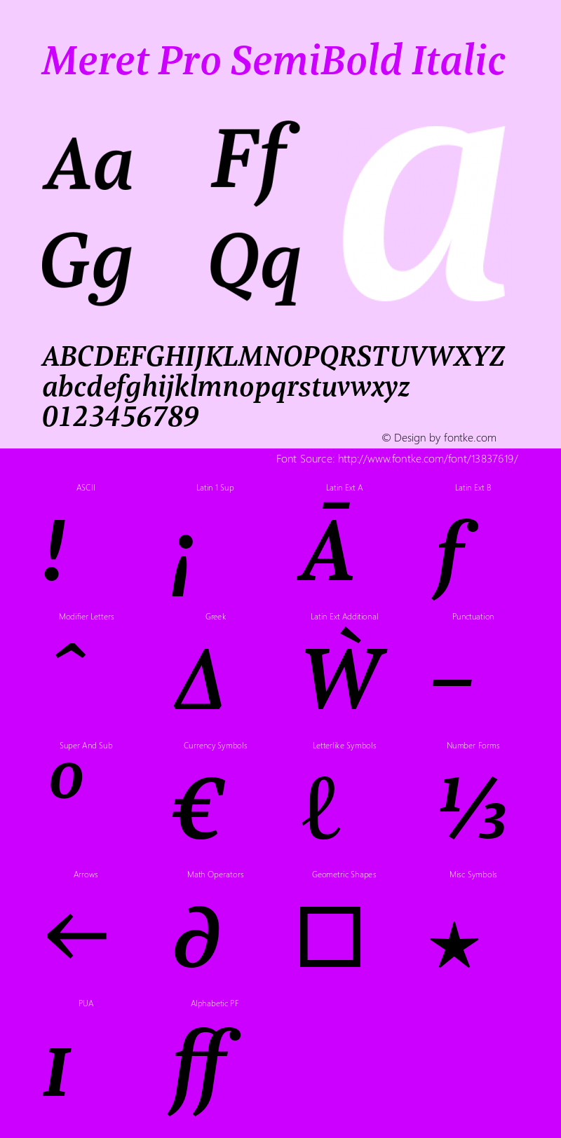 Meret Pro SemiBold Italic Version 2.000;PS 1.000;hotconv 1.0.50;makeotf.lib2.0.16970 Font Sample
