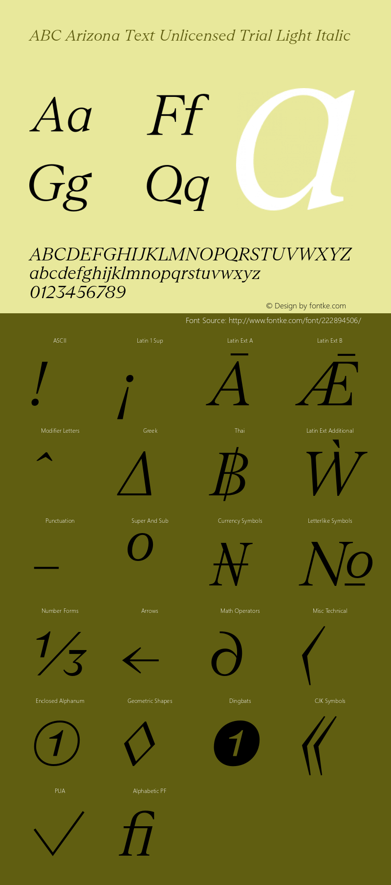 ABC Arizona Text Unlicensed Trial Light Italic Version 1.000;Unlicensed Trial图片样张