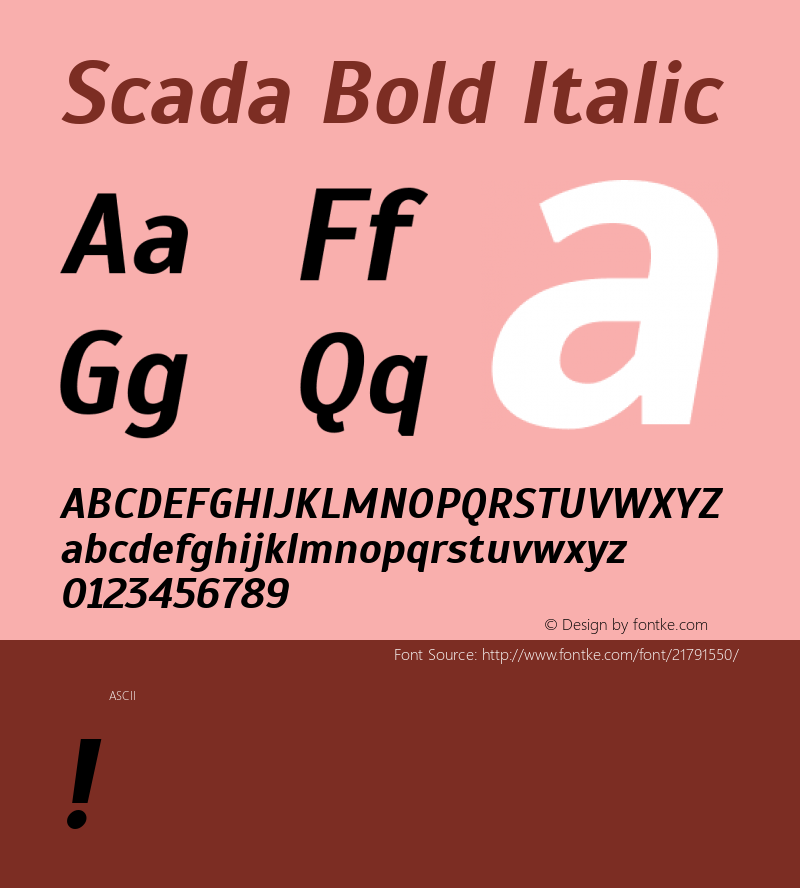 Scada Bold Italic  Font Sample