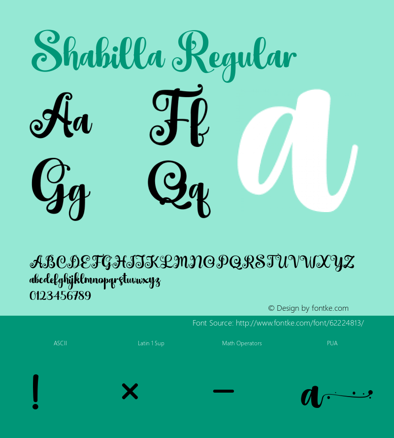 Shabilla Version 1.000 Font Sample