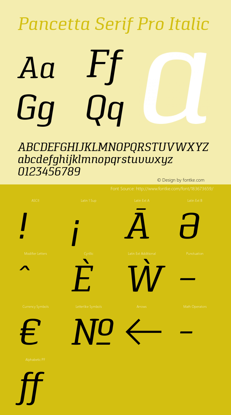 Pancetta Serif Pro Italic Version 001.000图片样张