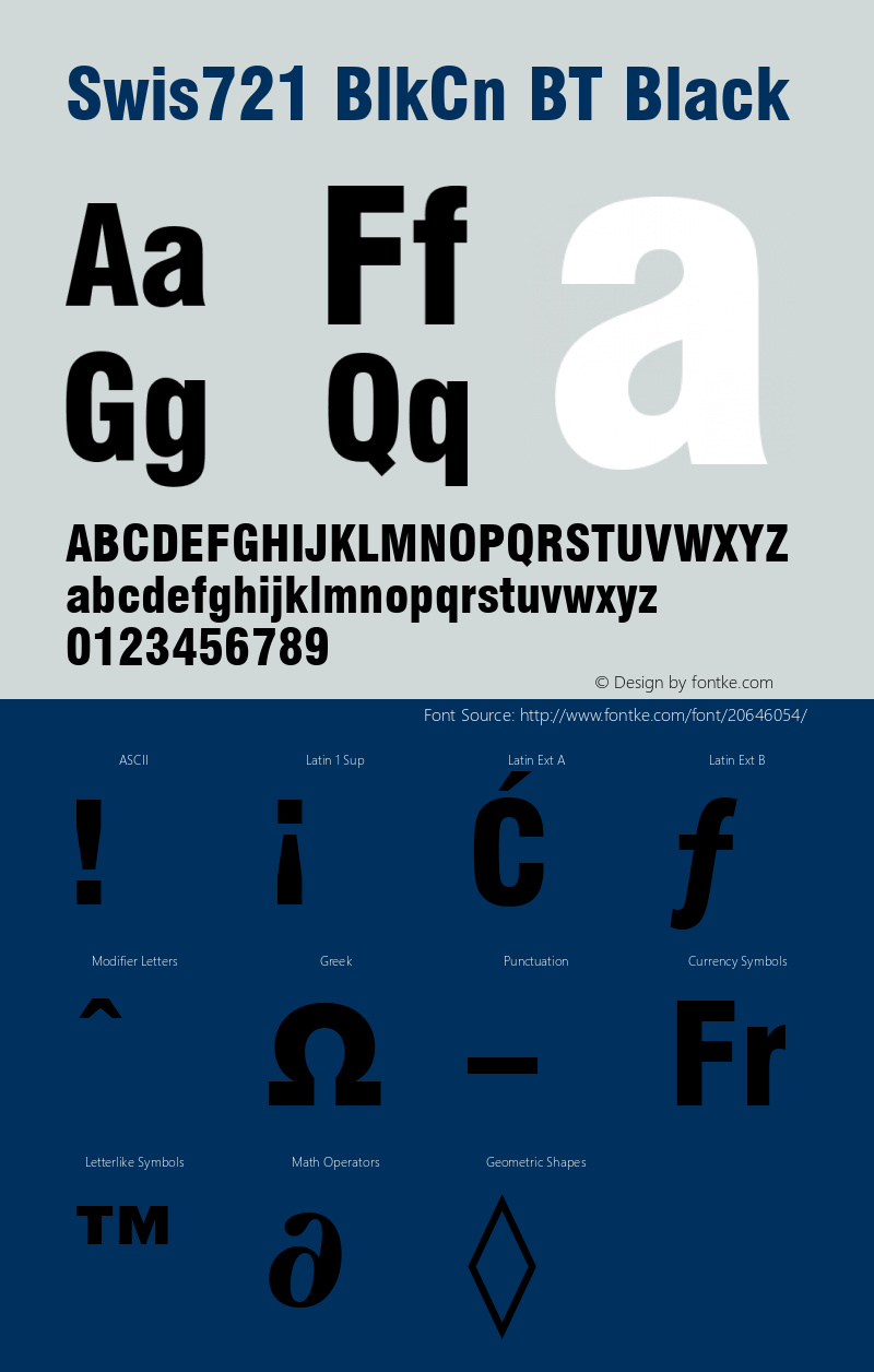 Swiss 721 Black Condensed BT mfgpctt-v1.50 Thursday, December 24, 1992 10:40:31 am (EST) Font Sample