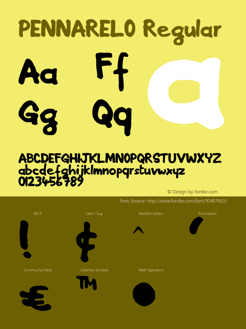 PENNARELO Regular Version 1.00 July 30, 2010, initial release Font Sample