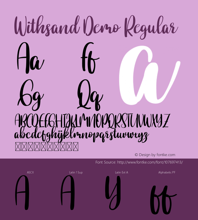 Withsand Demo Version 1.001;Fontself Maker 3.5.1 Font Sample