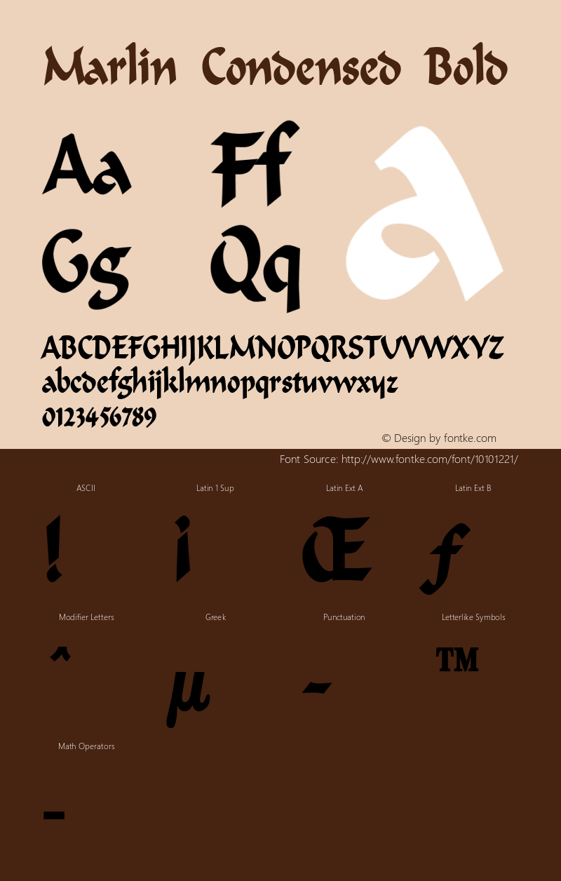 Marlin Condensed Bold Altsys Fontographer 4.1 1/8/95 Font Sample