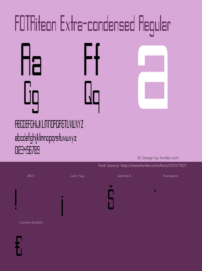 FOTRiteon-ExtracondensedRegular Version 1.000 Font Sample