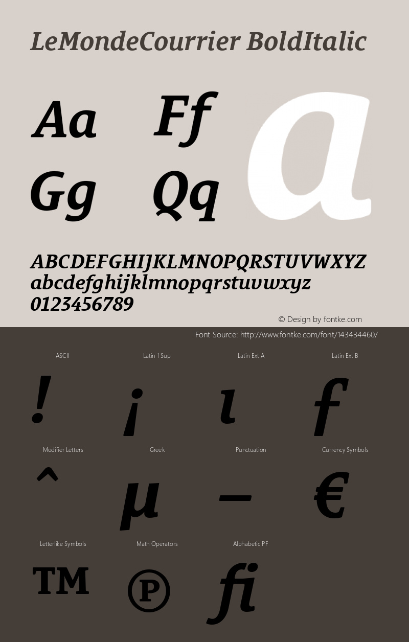 LeMondeCourrier Bold Italic Version 001.006 Font Sample