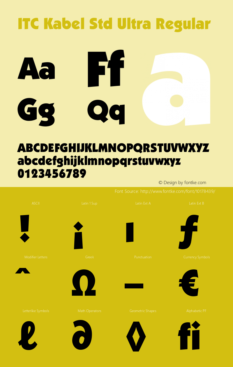 ITC Kabel Std Ultra Regular OTF 1.018;PS 001.001;Core 1.0.31;makeotf.lib1.4.1585 Font Sample